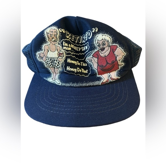 VTG Mesh Trucker Adjustable Snap Back Hat Navy Retired HONEY DO One SZ Novelty - Picture 1 of 4